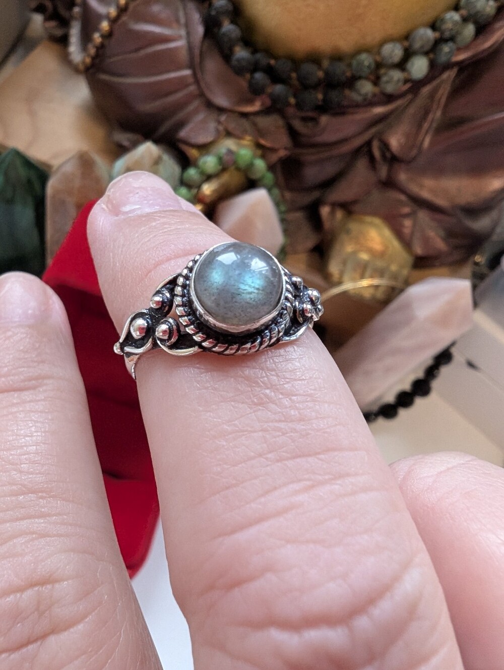 Vintage Handcrafted Sterling Silver Blue Gray 🩶 Labradorite Size 8